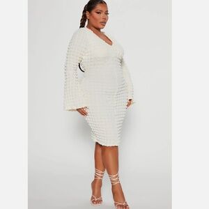 Plus Size, Fashion Nova Cream Tres Poppin' Mini Dress - Cream 2X